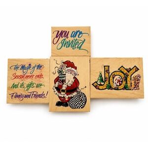 Discontinued All Night Media Christmas Rubber Stamp Lot (4) Mary Engelbreit